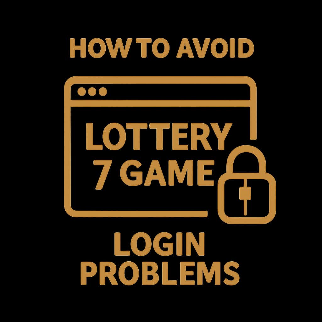 A minimalistic badge symbolizing guidance for Lottery 7 Game login issues, themed with #c99212 colors.