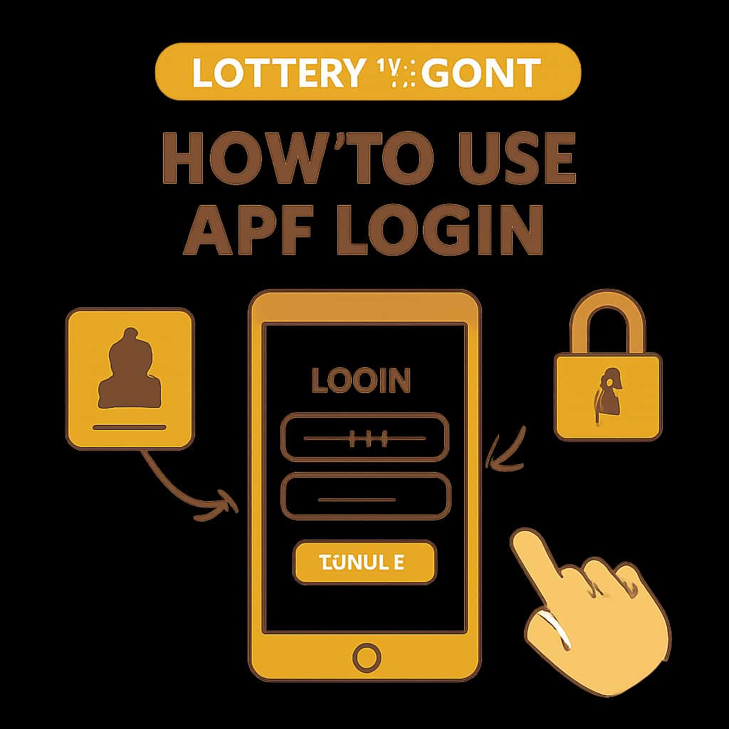 An educational diagram illustrating the login steps for Lottery 7 Game.