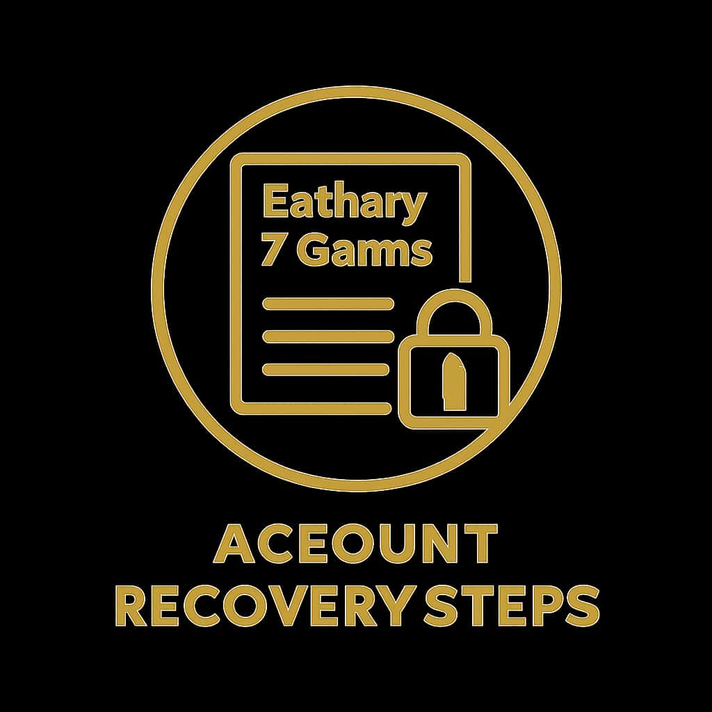 A badge design featuring 'Account Recovery Steps' in a professional style.
