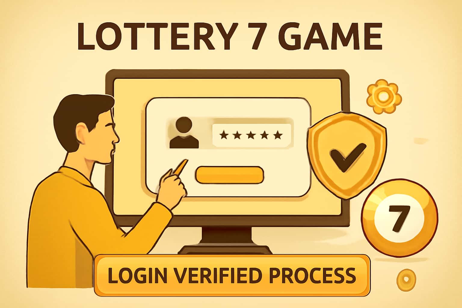 A professional representation of the Lottery 7 Game login verified process, showcasing security features.