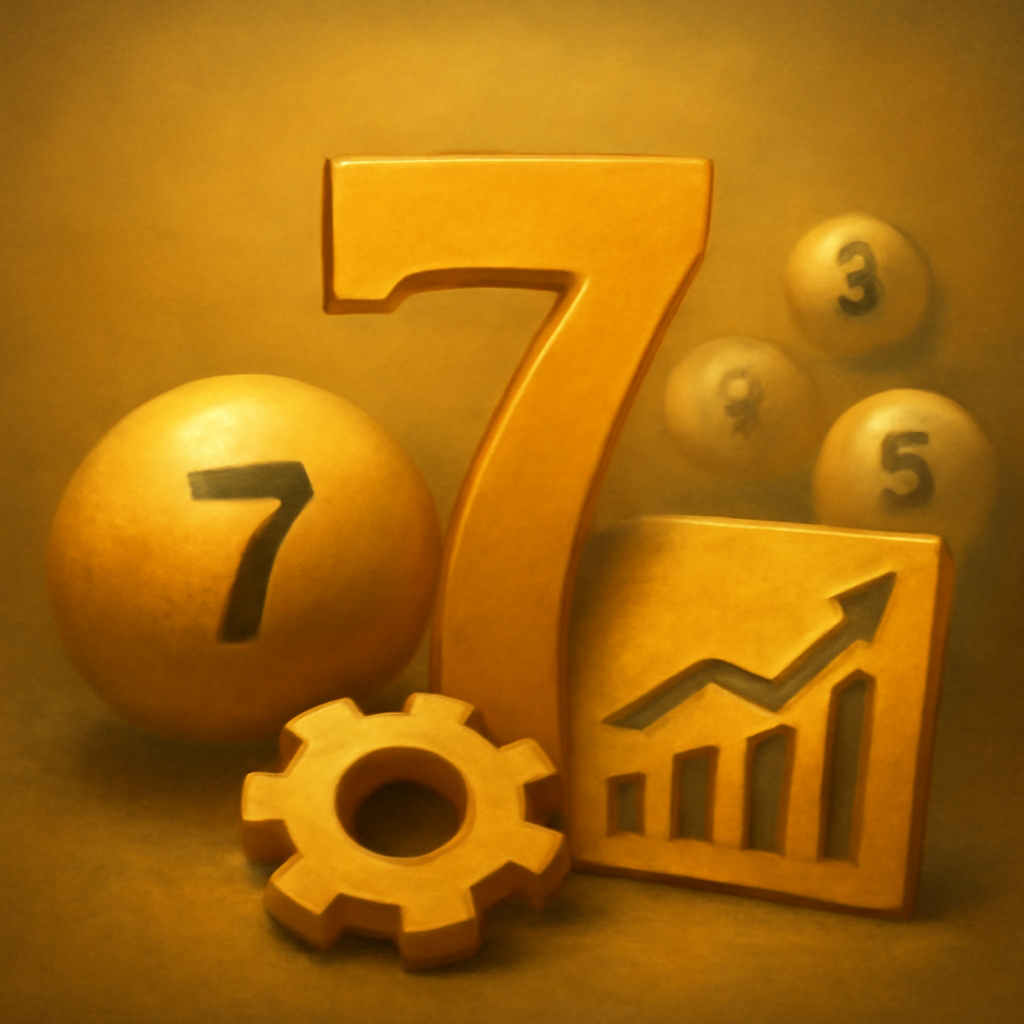 A minimalistic badge symbolizing guidance for Lottery 7 Game login issues, themed with #c99212 colors.