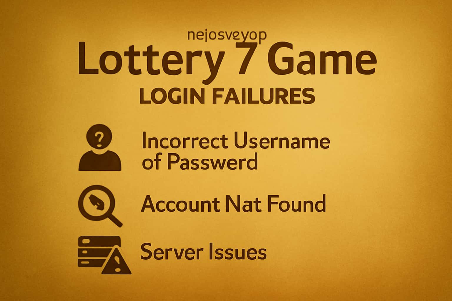 An informative display about issues related to Lottery 7 Game login failures in a professional context.